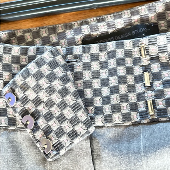 Express womens pants Gray check flare pants w/contrasting waistband#trousers🍑 - Picture 6 of 9